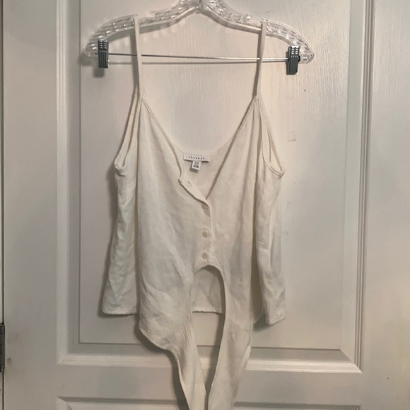 Topshop White Button-Up Tie Top - Picture 2 of 4